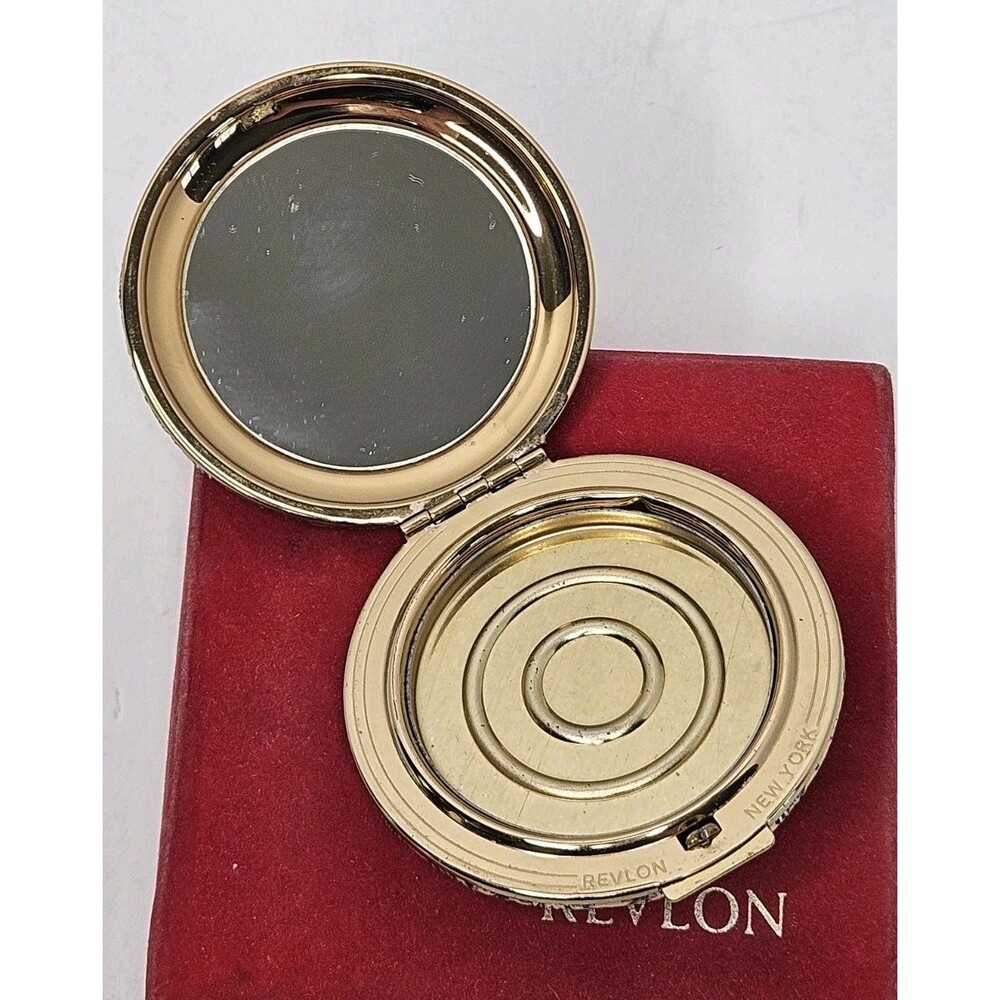 Vtg Revlon Moon Drops Demi Makeup Compact w/ Box Van Cleef & Arpels Blue Floral - Picture 4 of 6